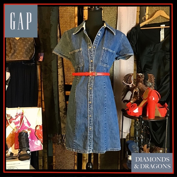 GAP Dresses & Skirts - Vintage Gap 1990's Denim Snap Front Collared Dress